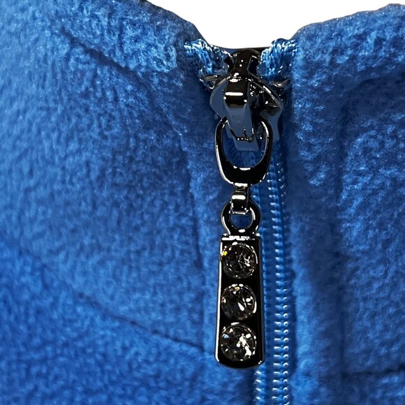 Quacker Factory XL Blue Fleece Pullover Rhinestone Snowflake Design Quarter Zip - Picture 7 of 12